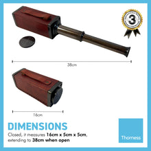 Load image into Gallery viewer, 15-inch square three draw folding telescope | Solid antiqued brass and leather bound | Telescope Nautical Vintage | Spy glass | Marine pirate | 25mm object lens with lens cap