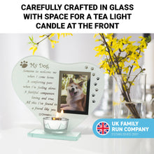 Load image into Gallery viewer, My Dog glass memorial candle holder and photo frame | memorial plaques for pets | dog frame memorial |
