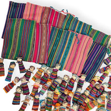 Load image into Gallery viewer, Set of 100 Guatemalan handmade Worry Dolls with 10 colourful crafted storage bags | Worry Dolls for Girls | Worry Dolls For Boys | Anxiety Dolls | Worry Doll | Guatamalan Doll