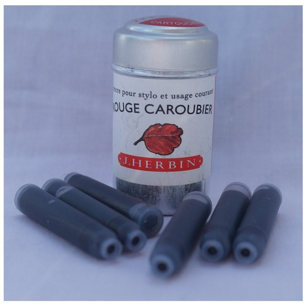 Six J Herbin Writing Ink Cartridges - Red, Rouge Caroubier