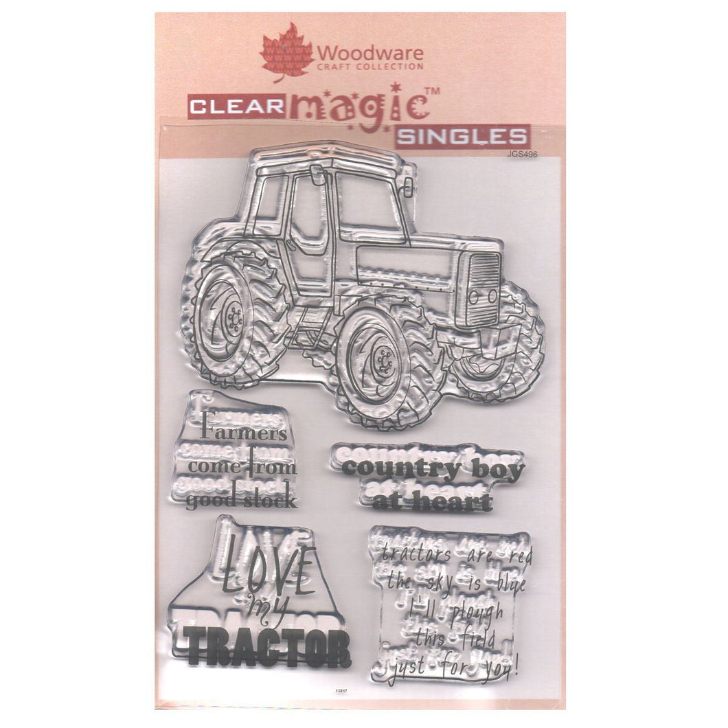 Woodware A6 Clear Cling Stamps - JGS496 Tractor