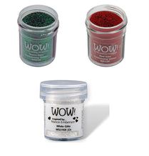 Load image into Gallery viewer, Wow Christmas Glitz Glitter Embossing Powder set Includes 3 x 15ml pots  WHITE, GREEN AND RED GLITZ | Free your creativity and give your embossing sparkle.