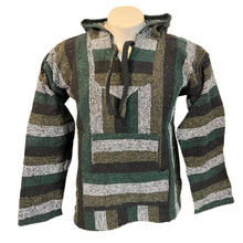 Load image into Gallery viewer, MINTY GREEN Mexican Baja Jerga HOODIE Hippie Festival top | SIZE LARGE | Warm and cosy with brushed soft lining | Blended 50% Acrylic, 50% Cotton | oversized fit jumper hoodies.
