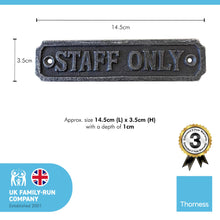 Load image into Gallery viewer, Cast Iron Antique Style STAFF ONLY Door WALL PLAQUE SIGN | 14.5cm (L) x 3.5cm (H)