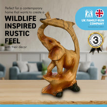 Load image into Gallery viewer, Wood effect resin Stately ELEPHANT UNDER TREE ORNAMENT