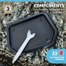 Load image into Gallery viewer, Traditional ash pan – 28cm wide (11") with handle | Ideal for Standard Sized fire grates | ash pan for open fires | ash pan for log burners| fire ash pan | fire tray | ash box | galvanised ash pan