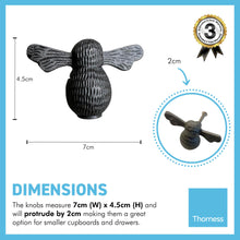 Load image into Gallery viewer, Pack of 2 CAST IRON BUSY BEE DRAWER KNOBS for Kitchen cupboards | Cast Iron Antique style finish | Vintage charm meets modern functionality | 7cm wide x 2cm depth