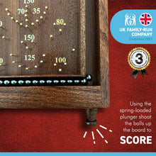 Load image into Gallery viewer, Vintage style tabletop wooden pinball game | Bagatelle | 34cm x 20cm | Spring plunger | Brass pins and steel balls | Shesham Rose wood board