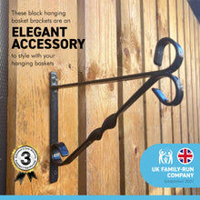 Load image into Gallery viewer, Black 10 Inch | 25cm hanging basket bracket | Wall hanging hooks hanger | Heavy duty hanging Bracket with Screws