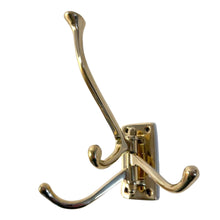 Load image into Gallery viewer, Four-way Folding Coat Hook | Polished brass finish | | Wall mounted for bathroom kitchen bedroom | Captains hook