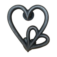 Load image into Gallery viewer, Cast Iron antique style Double Heart Door Knocker | The size of this door knocker is 15cm (L) x 14cm (W) | Fixing Screws Supplied