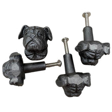 Load image into Gallery viewer, Pack of 4 CAST IRON CUTE TERRIER DOG DRAWER KNOBS for Kitchen cupboards | Cast Iron Antique style finish | Vintage charm meets modern functionality | 3.5cm wide x 2cm depth