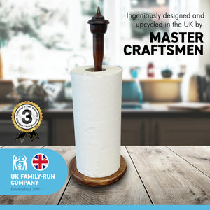 Wooden Recycled Bobbin and Distaff KITCHEN ROLL HOLDER |  Upcycled from Genuine Bobbins  and distaff