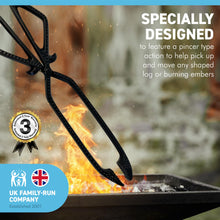 Load image into Gallery viewer, Metal Log Coal Tongs | Fireside | Fireplace | Chimenea | Firepit | Pizza Oven | Indoor Fire | Outdoor Fire | Coal Poker | Coal Tong | Log Burner | Log Tongues |Fireplace tongs