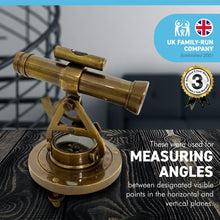 Load image into Gallery viewer, Brass Alidade ornament with antique style finish | Theodolite precision optical instrument ornament | 10cm high | Compass centre | Nautical gifts for desk | Paperweight