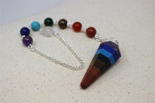 Load image into Gallery viewer, Chakra Beads Ritual Therapy Dowsing Pendulum With Chain
