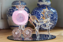 Load image into Gallery viewer, Horse and Pumpkin Pink Carriage handcrafted glass ornament