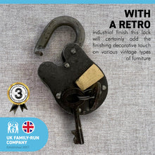 Load image into Gallery viewer, HEAVYWEIGHT CAST ANTIQUE STYLE IRON METAL PADLOCK | Love Padlock | Industrial Style Padlock | Key Padlock | Shed padlock | Gate Padlock | 9cm x 6cm | 2 Keys | Pirates Treasure Chest Padlock