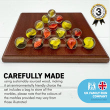 Load image into Gallery viewer, 13cm Square wooden triangle marble solitaire game | | classic wooden solitaire game | strategy board game | family board game | games for one | puzzle games
