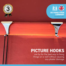 Load image into Gallery viewer, PACK OF 2 CHROME PICTURE RAIL HOOK 2″ / 50mm | Victorian Fittings | Victorian House | Picture Hook | Dado picture rail | picture rail hangers