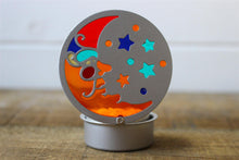 Load image into Gallery viewer, Silver Moon Star Multi Colour Glass Candle Holder