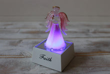 Load image into Gallery viewer, Crystal Glass Gold Gilded Faith Light Up Pink Angel Ornament