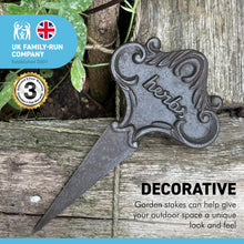 Load image into Gallery viewer, Ornate Rustic CAST IRON HERBS PLANT STAKE Marker | Label | Herbs Plaque | Garden plaque Herbs Sign | Herbs Stake | Herbs Label | Garden plant |Garden decoration ideas | 10cm x 18cm