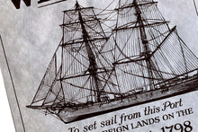 Load image into Gallery viewer, Coastal Nautical Parchment Maritime Westward Trading Wanted Poster