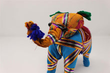 Load image into Gallery viewer, Blue Colourful Fabric Free Standing Elephant Ornament
