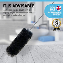 Load image into Gallery viewer, Long reach BRISTLE FLUE BRUSH 100mm diameter | Steel Wire Cylinder Pipe Brush | Chimney Pipe Sweep Brush | Pipe Cleaning Brush | Stove Pipe | Brush Length approx. 120 cm