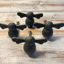 Load image into Gallery viewer, Pack of 4 CAST IRON BUSY BEE DRAWER KNOBS for Kitchen cupboards | Cast Iron Antique style finish | Vintage charm meets modern functionality | 7cm wide x 2cm depth