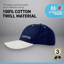 Load image into Gallery viewer, Adjustable SKIPPER NAVY BLUE BASEBALL CAP | yachting cap