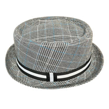 Load image into Gallery viewer, Grey Rude Boy Ska Pork pie Hat with contrasting ribbon band detail| Size S / SM approx. 58cm | US size 7 1/4 | 100% Polyester | Unisex pork pie hat | Fedora trilby pork pie style