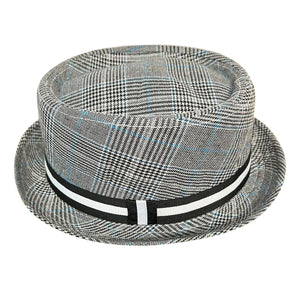 Grey Rude Boy Ska Pork pie Hat with contrasting ribbon band detail| Size S / SM approx. 58cm | US size 7 1/4 | 100% Polyester | Unisex pork pie hat | Fedora trilby pork pie style