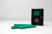 Load image into Gallery viewer, Pack of twelve Green luck altar / spell candles