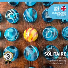 Load image into Gallery viewer, 22cm solitaire with aqua swirl glass marbles