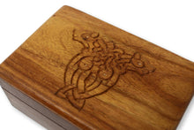 Load image into Gallery viewer, Celtic Cross Carved Wood Treasure Chest Trinket Box
