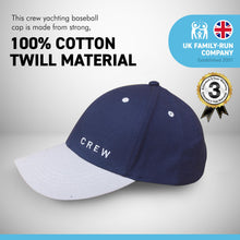 Load image into Gallery viewer, Adjustable CREW NAVY BLUE BASEBALL CAP | yachting cap