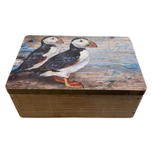 Load image into Gallery viewer, Hand Crafted Wooden Trinket Printed Puffins Jewellery Box