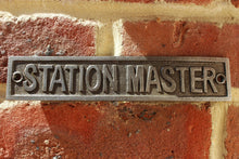 Load image into Gallery viewer, Cast Iron antique style Station Master Door Wall Train Plaque