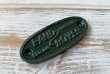 Load image into Gallery viewer, Cast Iron antique style Land Rover Green Oval Door Wall Plaque