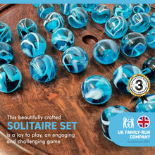 Load image into Gallery viewer, 22cm solitaire with aqua swirl glass marbles