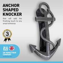 Load image into Gallery viewer, CAST IRON ANCHOR DOOR KNOCKER with antique finish | Nautical Knocker | Handmade front door knocker | Hand door knocker | seaside door knocker | loud door knocker | Antique style | 15cm x 11cm