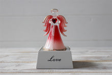Load image into Gallery viewer, Crystal Glass Gold Glitter Love Light Up Pink Angel Ornament