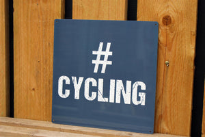Navy #cycling metal sign with holes for wall hanging
