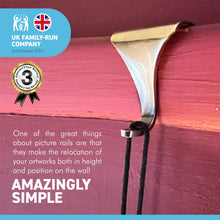 Load image into Gallery viewer, POLISHED BRASS PICTURE RAIL HOOK 2 Inches / 50mm | Victorian Fittings | Victorian House | Picture Hook | Dado picture rail | picture rail hangers | picture hook no nails |