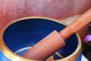 Traditional style brass Tibetan singing bowl hand finished with the chakra symbols around the sides