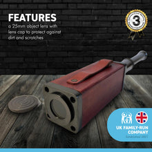 Load image into Gallery viewer, 15-inch square three draw folding telescope | Solid antiqued brass and leather bound | Telescope Nautical Vintage | Spy glass | Marine pirate | 25mm object lens with lens cap