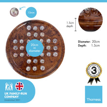 Load image into Gallery viewer, Wooden solitaire board game with pearlescent glass marbles Thuya wood | classic wooden solitaire game