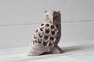Handcrafted Large Stone Undercut Owl Ornament Sculpture